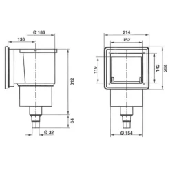 Mini Astral Skimmer (zonder Inspuiter) -Vijver Benodigdheden Verkoop Astral skimmer mini Maatvoering
