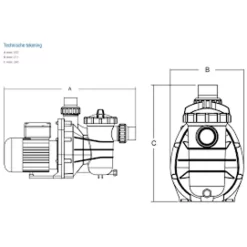 Hydro-S SS075 Zwembadpomp -Vijver Benodigdheden Verkoop Hydro S Zwembadpomp 0.56 SS075 tekening