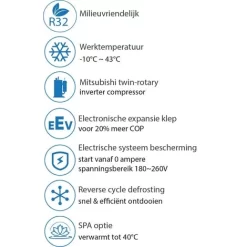 Mr. Silence Full Inverter Zwembad Warmtepomp 21kW -Vijver Benodigdheden Verkoop Mr. Silence specs 2
