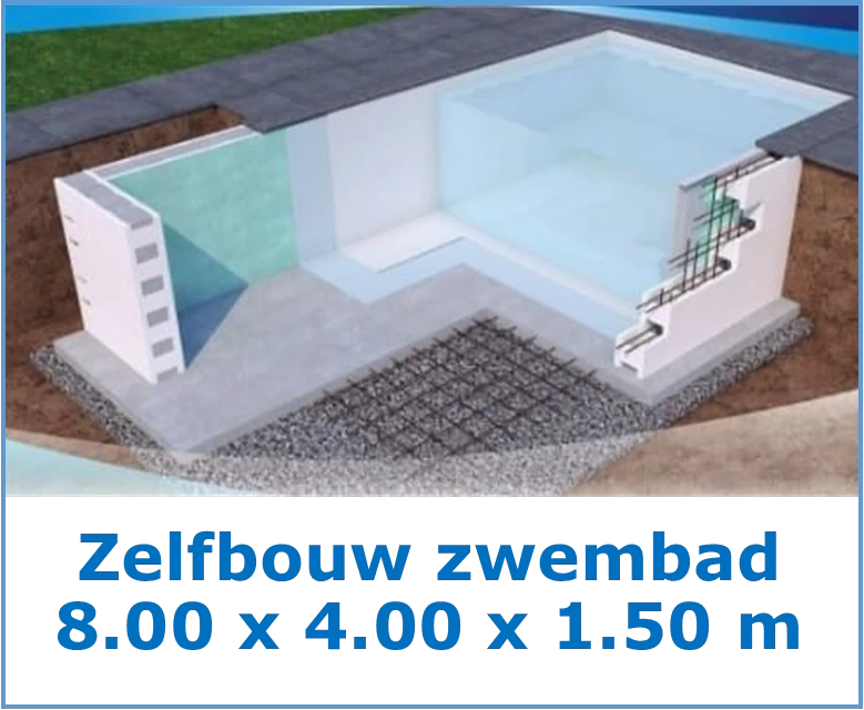 Zelfbouw Zwembad 8.00 X 4.00 X 1.50 Meter