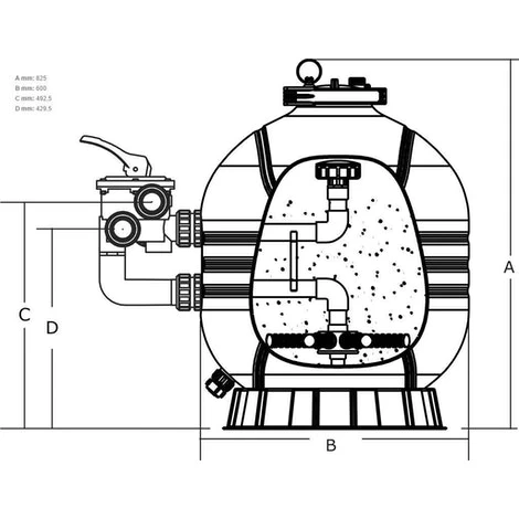 Mega+ MFS 14,3 M³/h Side Mount Zandfilter 2 Mega+ MFS 14,3 M³/h Side Mount Zandfilter - Afbeelding 2