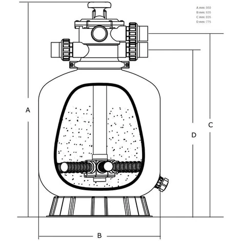 Mega V650, 16 M³/h Top Mount Zandfilter 2 Mega V650, 16 M³/h Top Mount Zandfilter - Afbeelding 2